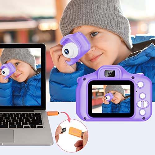 Kids Camera for Boys and Girls, SINEAU Digital Camera for Kids Toy Gift, Toddler Camera Birthday Gift for Age 3 4 5 6 7 8 9 10 with 32GB SD Card, Video Recorder 1080P IPS 2 Inch(Purple) 6