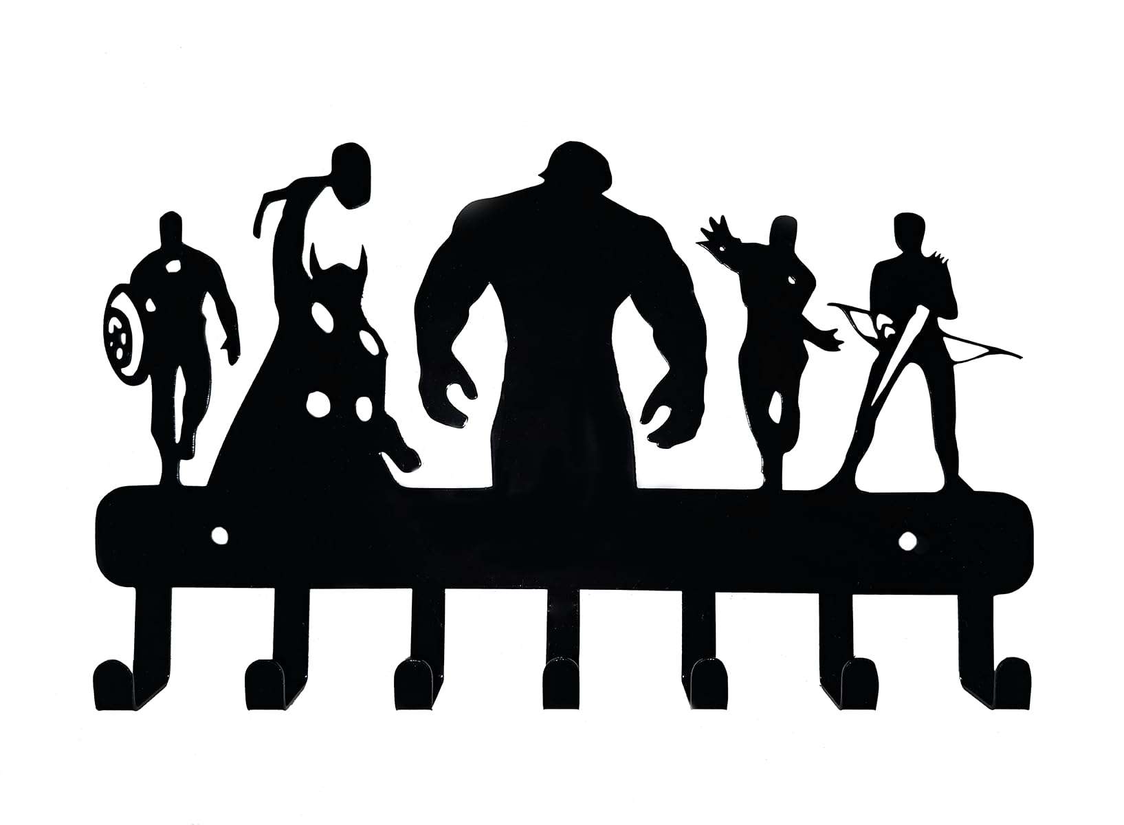 VEI Marvel Avengers Black Wall-Mounted Metal Key Holder – Durable Key Rack for Wall Decor, 28 x 17 x 2 cm 1