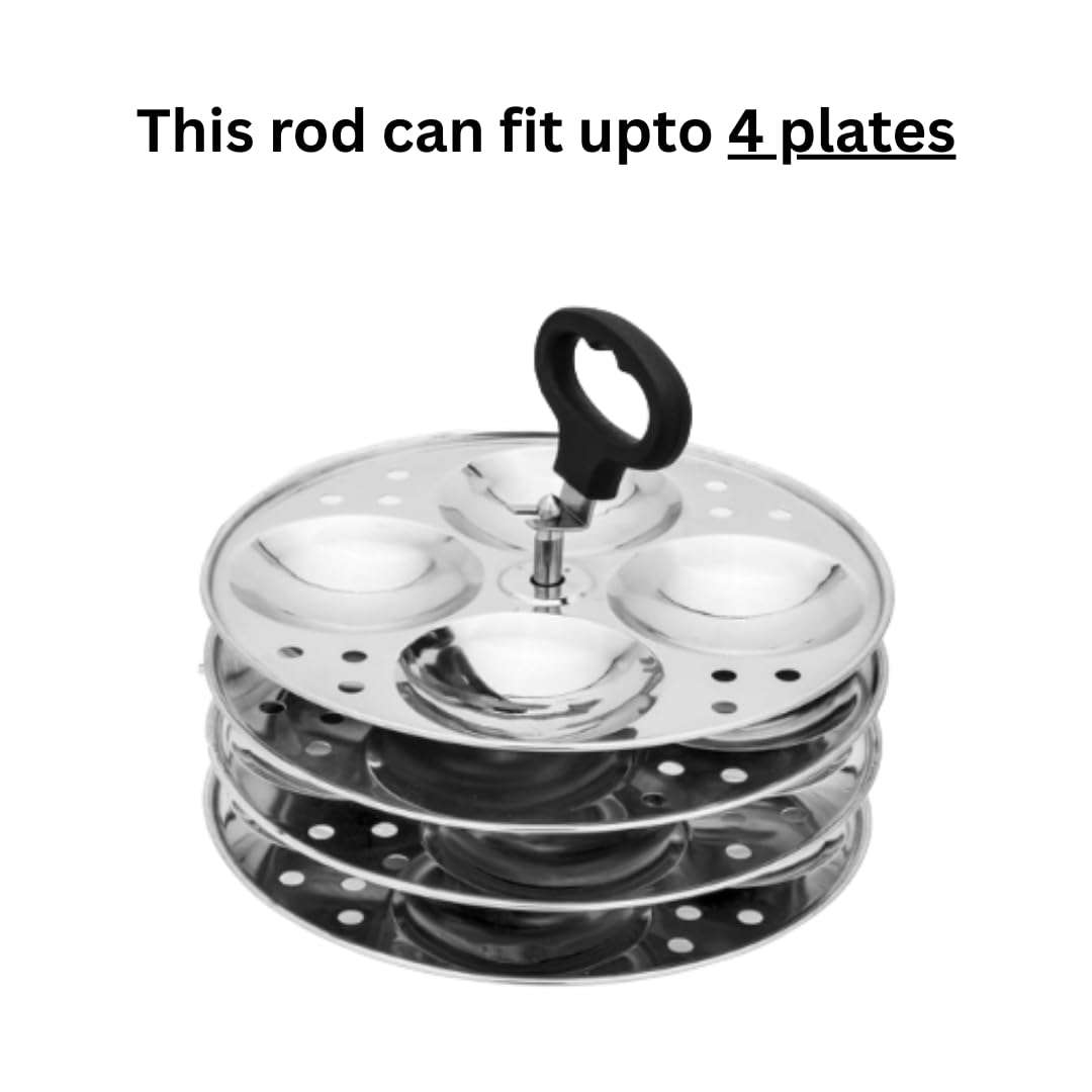 AadiVeer Stainless Steel Idli Cooker Stand For 4 Plates | Idli Maker | Idli Plates Spare Parts With Rod, Lifter & Cup (4 Inches), Fits Upto 4 Idli Plates 4