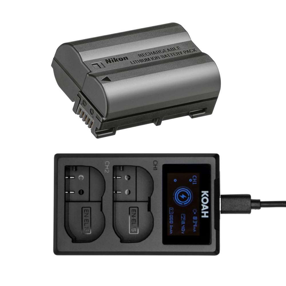 Nikon EN-EL15c Rechargeable Li-ion Battery Bundle with USB-C Charger with LCD Display for Nikon EN-EL15 Battery (2 Items) 1