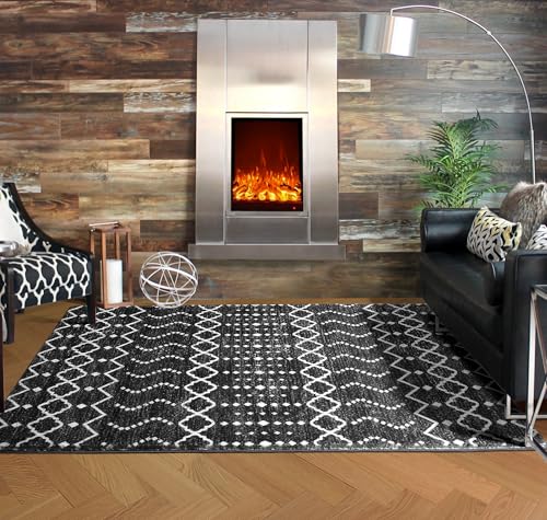 ONASAR Moroccan Area Rug, 3x5 Machine Washable Entryway Rug Indoor Door Mat Non-Slip Kitchen Rug Boho Bedroom Rug, Small Vintage Throw Rug for Bathroom Laundry Room Dorm Kitchen Mat (Black/White) 2