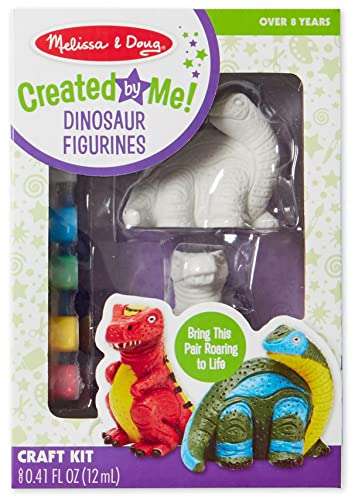 Melissa & Doug Created by Me! Dinosaur Figurines Craft Kit (2 Resin Dinosaurs, 6 Paints, Paintbrush) 1