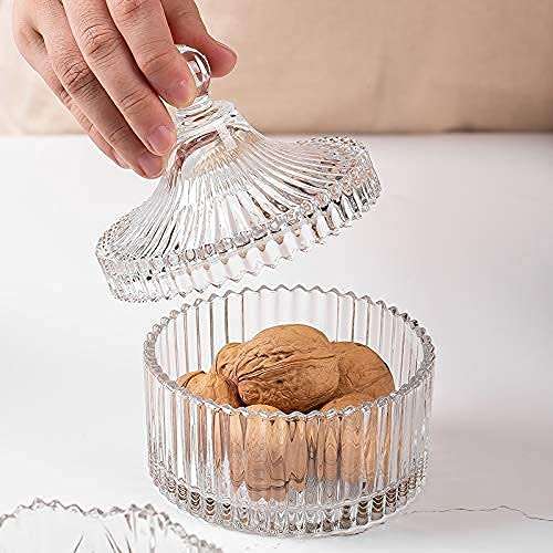 Dukanwala Enterprise Stylish Crystal Glass Container Jar with Lid | Kitchen Storage Glass Jar for Candy, Cookies, Nuts & Dry fruits (320 Ml | Pack of 1) 4