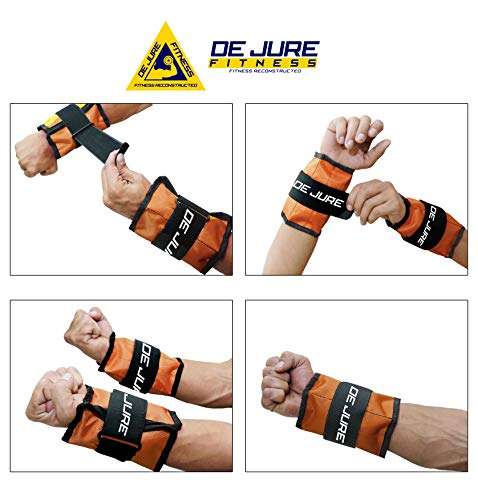 DE JURE FITNESS Ankle & Wrist Weight Set, Adjustable Strap, 1KG Pair (1Kg x 2 = 2kg) (E) Orange 3