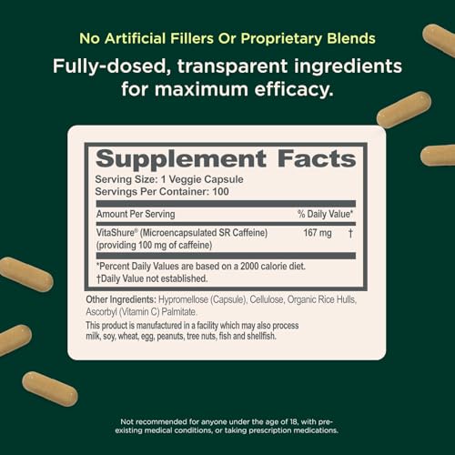 Genius Caffeine - Sustained-Release Microencapsulated Caffeine Pills for Smooth, Long-Lasting Energy & Focus - No Jitters or Crash - 100mg per Capsule - 100 Servings - Natural Performance Booster 4