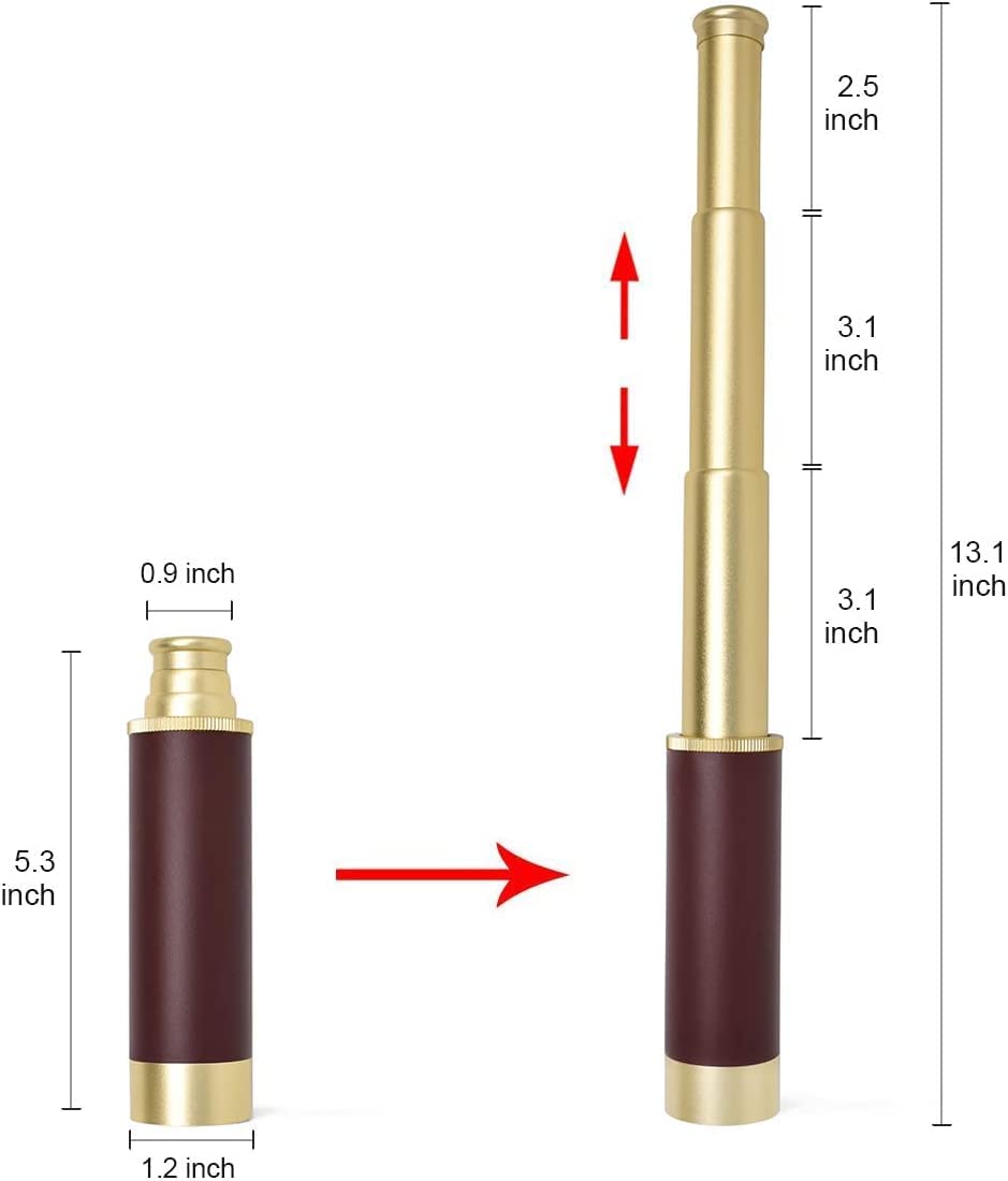 Pirate Spyglass Monocular Telescope Treasure Map Pocket Compass Kids Toys Set, Handheld Collapsible 25x30 Zoomable Spyglass Polyester Fabric Huge Map & Golden Compass Boys Gift for Pirate Lovers 5