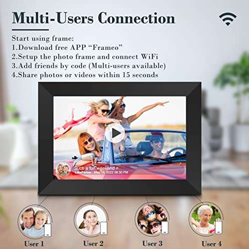 Jimwey Smart WiFi Digital Picture Frame - 10 Inch Frameo Digital Photo Frame with Native 1080P IPS Touch Screen, Built-in 16GB Storage, Auto Rotate, Easy Setup to Share Moment Instantly via Frameo APP 5