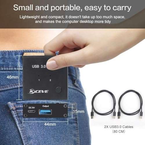 USB 3.0 Switch Selector, 2 in 1 Out USB Switcher for 2 Computers Share 1 USB Devices, Mouse, Keyboard, Scanner, Printer 6