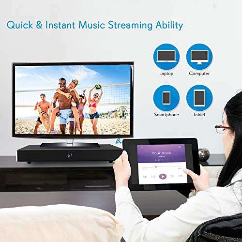 Pyle Surround Sound TV Sound Bar - Bluetooth Compatible Wireless Soundbar for TV w/Built-in Subwoofer Speaker - Television Sound Bar System w/LCD/Digital Optical Audio/RCA/AUX/USB - PSBV820BT, Black 4