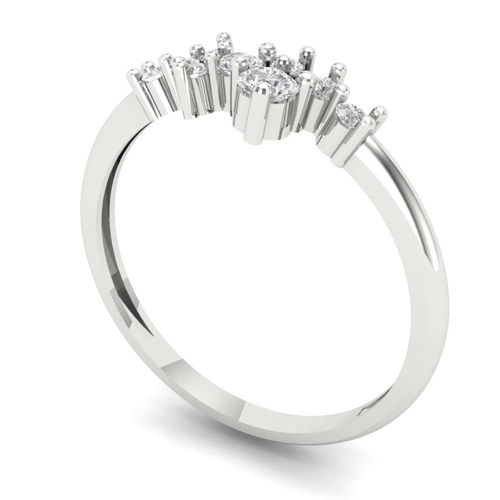 Clara Pucci 0.17Ct Round Cut Synthetic Moissanite 18K White Gold Engagement Wedding Stackable Band SZ 3.5 3