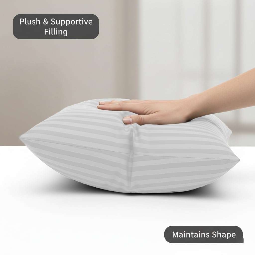 DADDY COOL Premium Soft Bed Pillow for Sleeping | Striped Design | Comfortable Head & Neck Support | Skin-Friendly Fabric | 16 x 24 Inches | White 6
