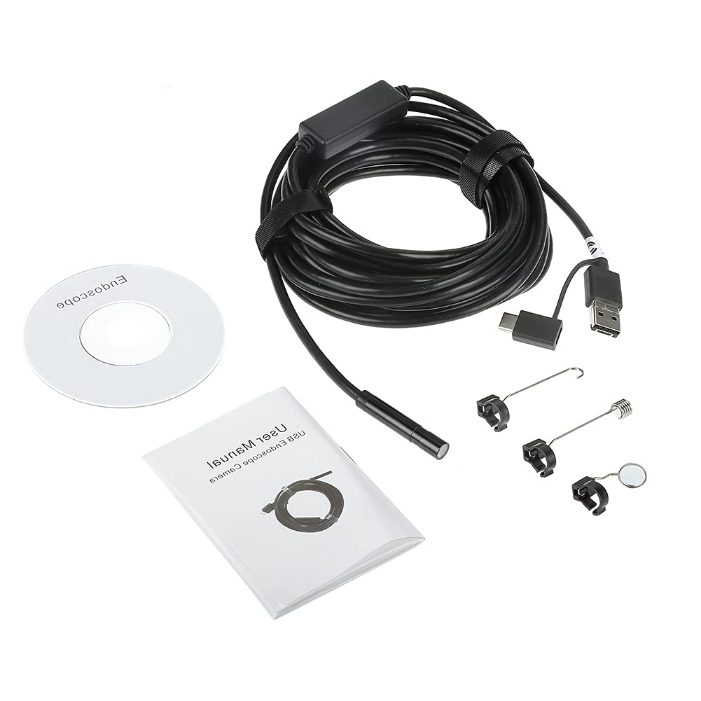 USB Endoscope, 5M Inspection Camera Flexible with LED Light for Pipe Car 1