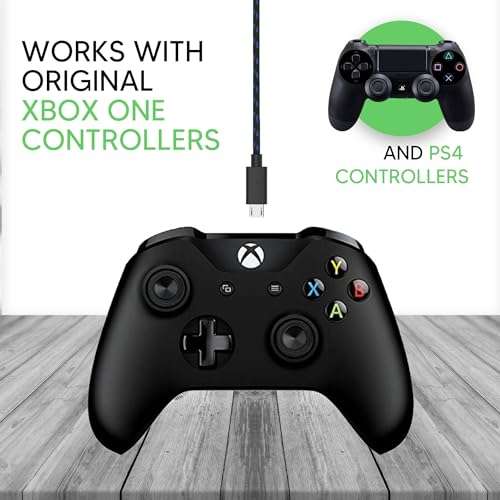 Talkworks Controller Charger Cord for Xbox One - 2 Pack 10 ft Nylon Braided Micro USB Charging Cable - Also Android Compatible with Samsung Galaxy, PS4 3