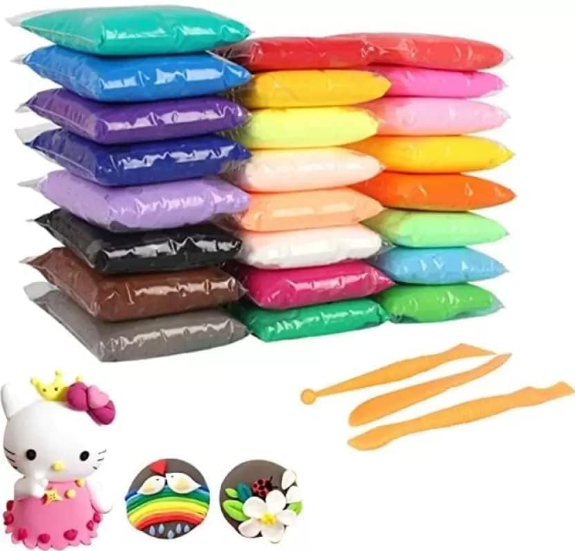 Bluedeal Ultra-Light Creative Art and Craft Air Dry Super Clay with Carving Molding Tools Kit for Kids (Pack of 2) 3