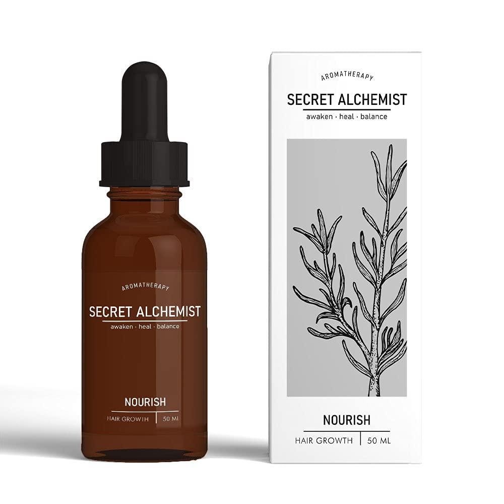 Secret Alchemist Aromatherapy Nourish Essential Hair Growth Oil for Men and Women | Ultra-Pure Blends of Undiluted Castor Oil and Coconut Oil with Rosemary, Sandalwood, and Ylang Ylang - 50ml (Pack of 1) 1