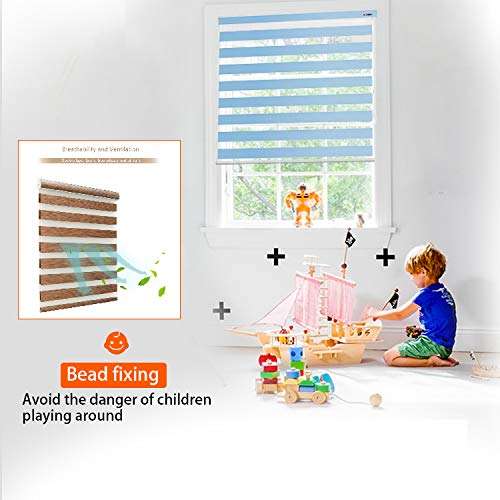 Roller ZEBRA Blind for Windows Dual Layer Zebra Roller Shades Light Filtering Sheer Window Treatments Privacy Light Control for Day and Night Color BLUE W154XH160CM 5