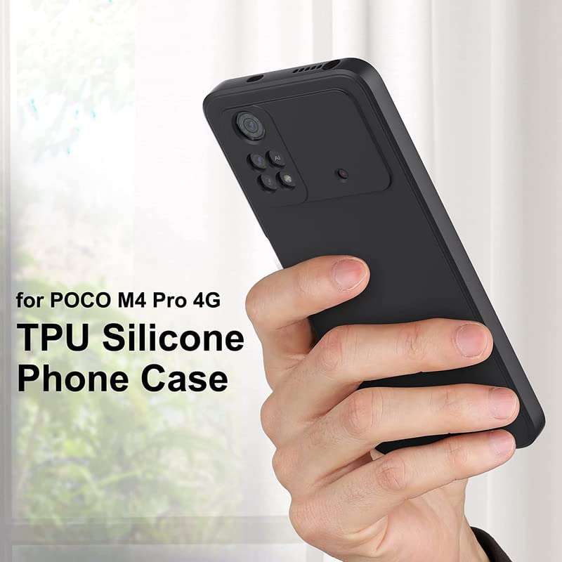 MoreFit for Poco M4 Pro 4G, Flexible Soft Silicon Candy, Scratch Resistant Back Case Cover for Poco M4 Pro 4G - Black 4