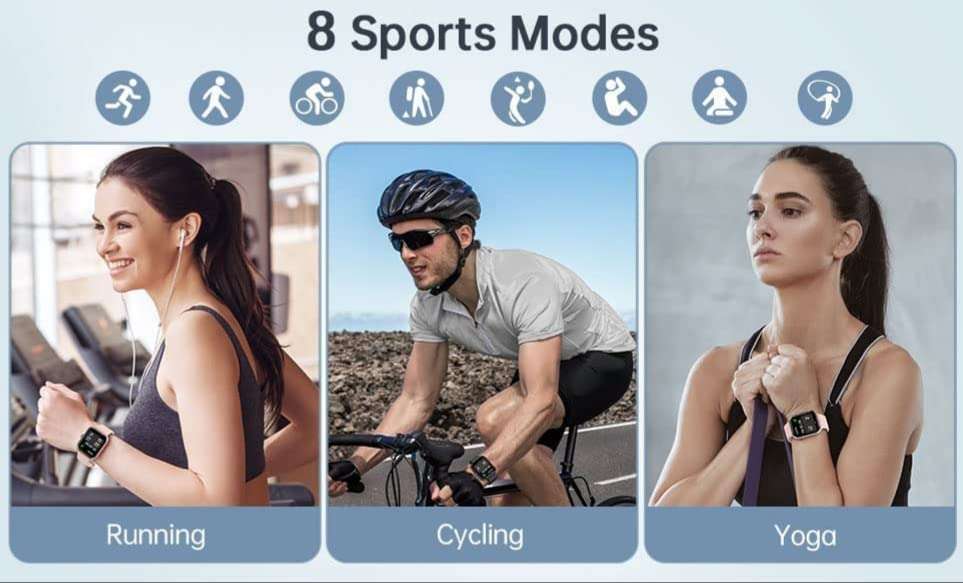 AJO Waterproof Touchscreen Smart Watch Bluetooth Smartwatch with Blood Pressure Tracking, Heart Rate Sensor and Basic Functionality for All Women and Men id16 5