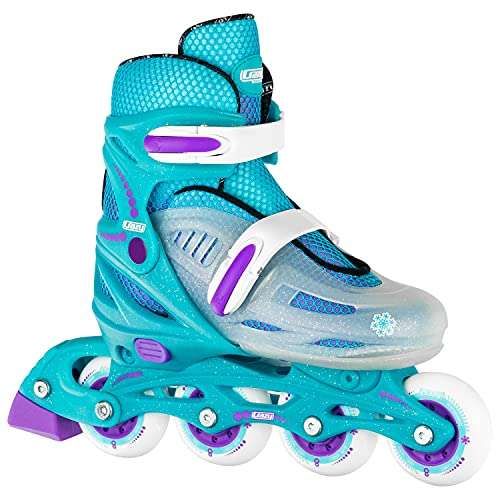 Crazy Skates Adjustable Inline Skates for Girls - Beginner Kids Rollerblades - Teal with Purple (Medium/Sizes 2-5) 1