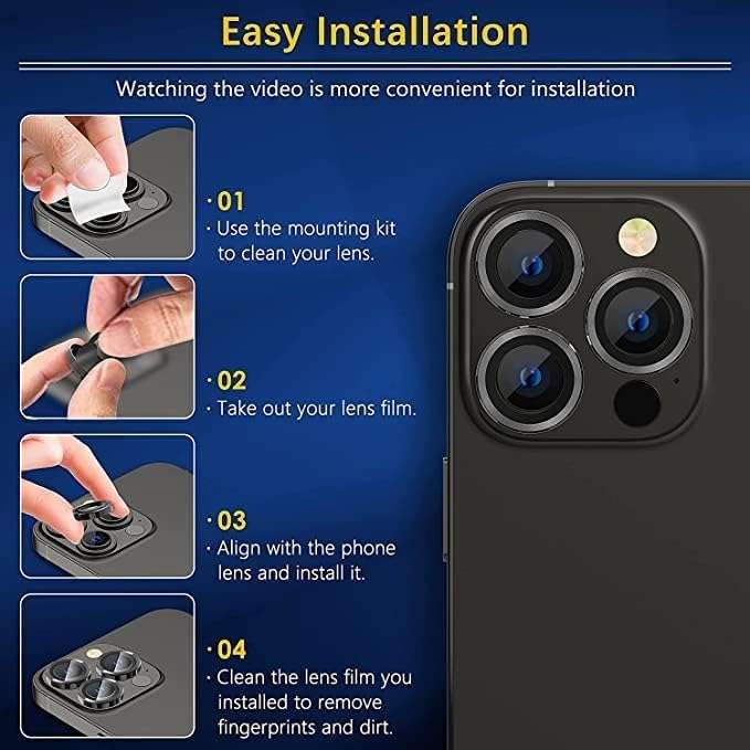 DD SON Back Camera Lens Protector Tempered Glass For iPhone 13 Pro/iPhone 13 Pro Max | Case Friendly with Edge to Edge Coverage and Easy Installation Kit, Pack of 1 (Black) 5