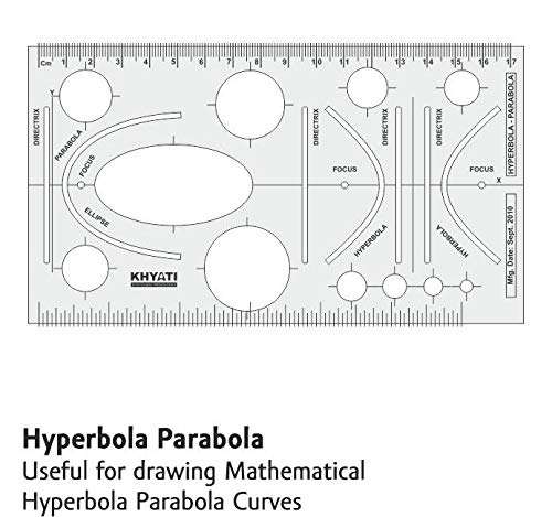 KHYATI Pro Circle (25 Circles), Hyperbola Parabola Template, Geometry Template (16 Shapes), Set Square Big & Small Drafting Scale Ruler Useful to Architect, Engineering or Other Students (Set of 5) 3