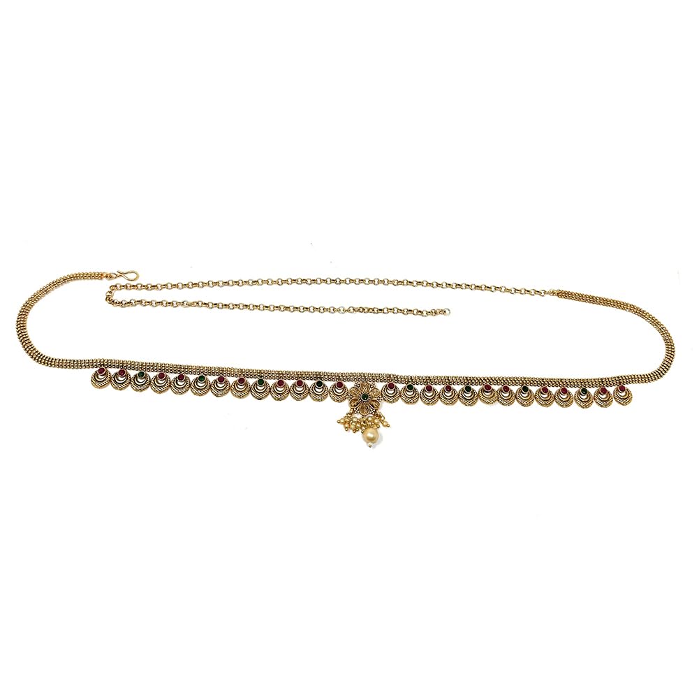 Duel On Jewel Indian Ethnic Gold Plated Openable Kada Bangle Set and Kamarbandh Chain 1