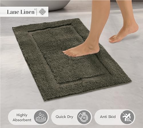 LANE LINEN Bathroom Rugs Set, 2 Piece, Extra Soft Absorbent Premium Bath Mats, Non Slip Shower Mats, 24" x 36"/17" x 24", Beige 2