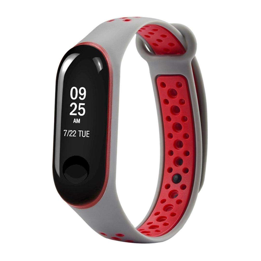 BQeT TPU Silicon Air Dot Band Strap for Xiaomi Mi Band 4 / Mi Band 3(NOT FIT in MI 1/2 HRX) (Grey RED) 3