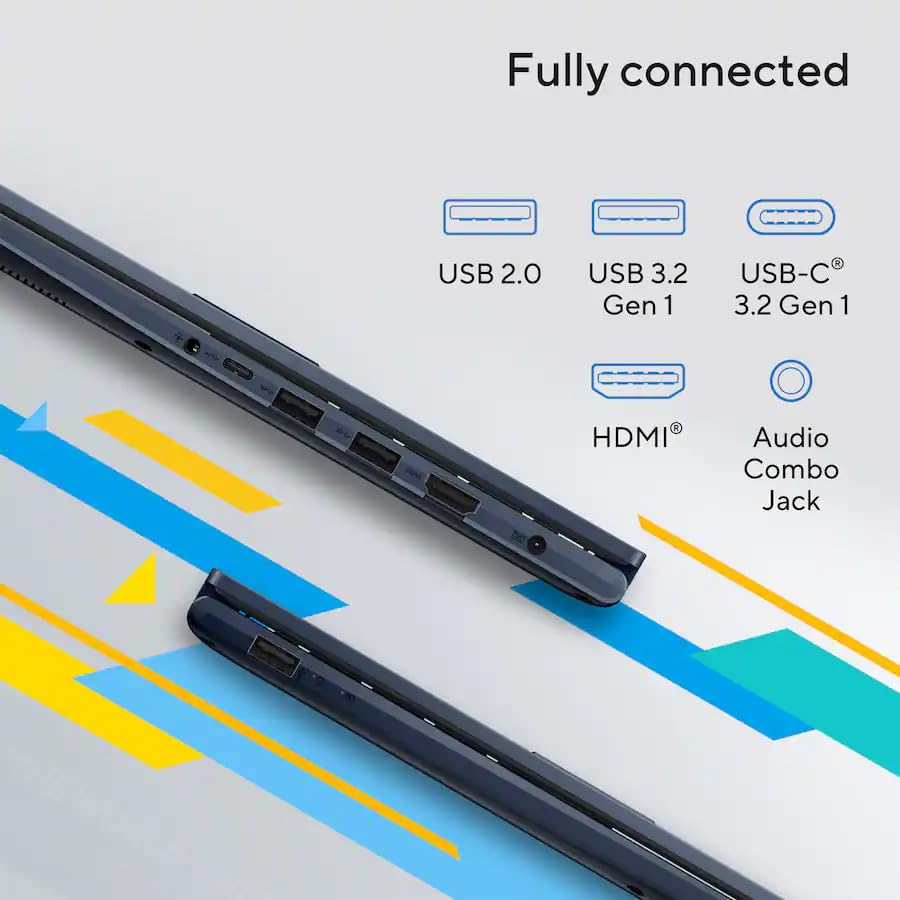 ASUS Vivobook 14 14 inch FHD Display Laptop, Intel Core 5 120U, Intel Graphics, 12GB RAM, 512GB SSD, Wi-Fi 6, Bluetooth, Copilot AI, Win11 Home in S Mode, Quiet Blue with HEXAccessories 6