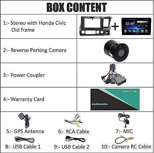 Modorwy 9 Inches Android System with 2GB/32GB RAM & ROM, Gorilla Glasses/Full HD Display/WiFi/GPS/SWC and Rear Parking Camera Frame with Socket for Honda Civic 2006 to 2011 5