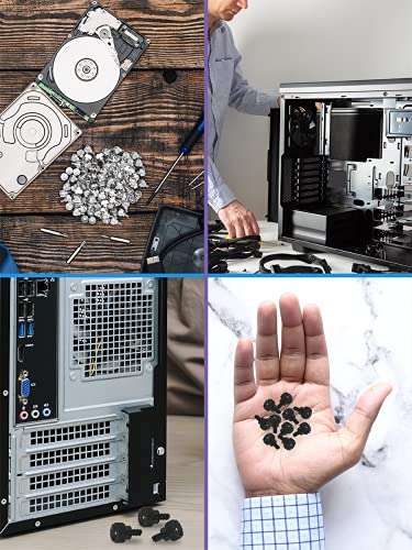 Mudra Crafts Black Desktop PC Computer Building Case 6-32 Repair Mounting Thumb Screw Assortment Kit, 100 PCs 6