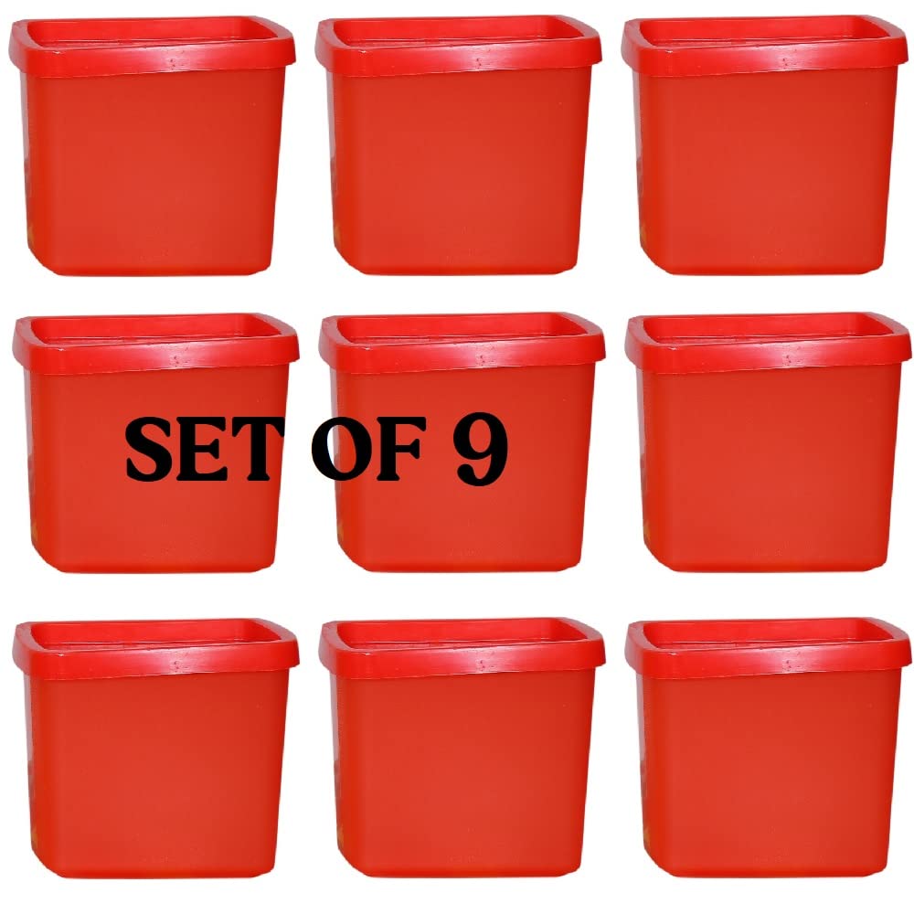 NT-STAR Sturdy Food Grade Plastic Containers 250ml ,Set of 9 (Red) 1
