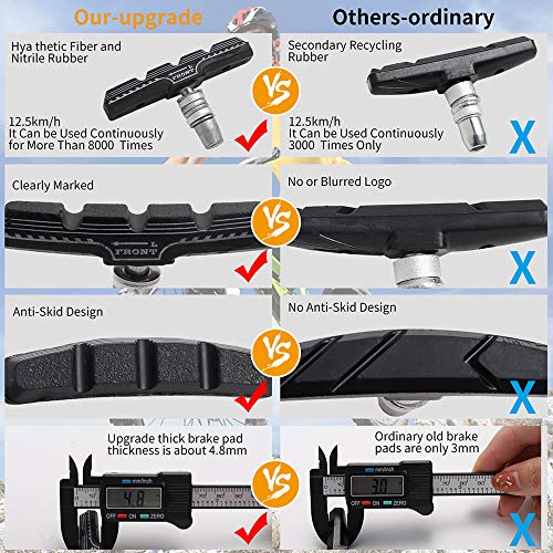 Bike Brakes Pads Set, Brakes Kit, Road Mountain Cycle Bicycle Rubber Universal V-Brake Blocks Shoes with Hex Nut Tools and Shims, No Noise No Skid, 70mm, Fits Most Bikes MTB City Folding Bike Pads 3