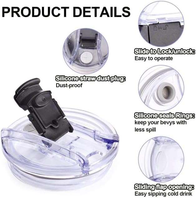 1Pc Transparent Tumbler Lids compatible for Stanley 40 Oz Tumbler,Flip Spill Stopper Lid, Spillproof, Dustproof Easy to Store Used Repeatedly,Glassware and Drinkware Lids 6