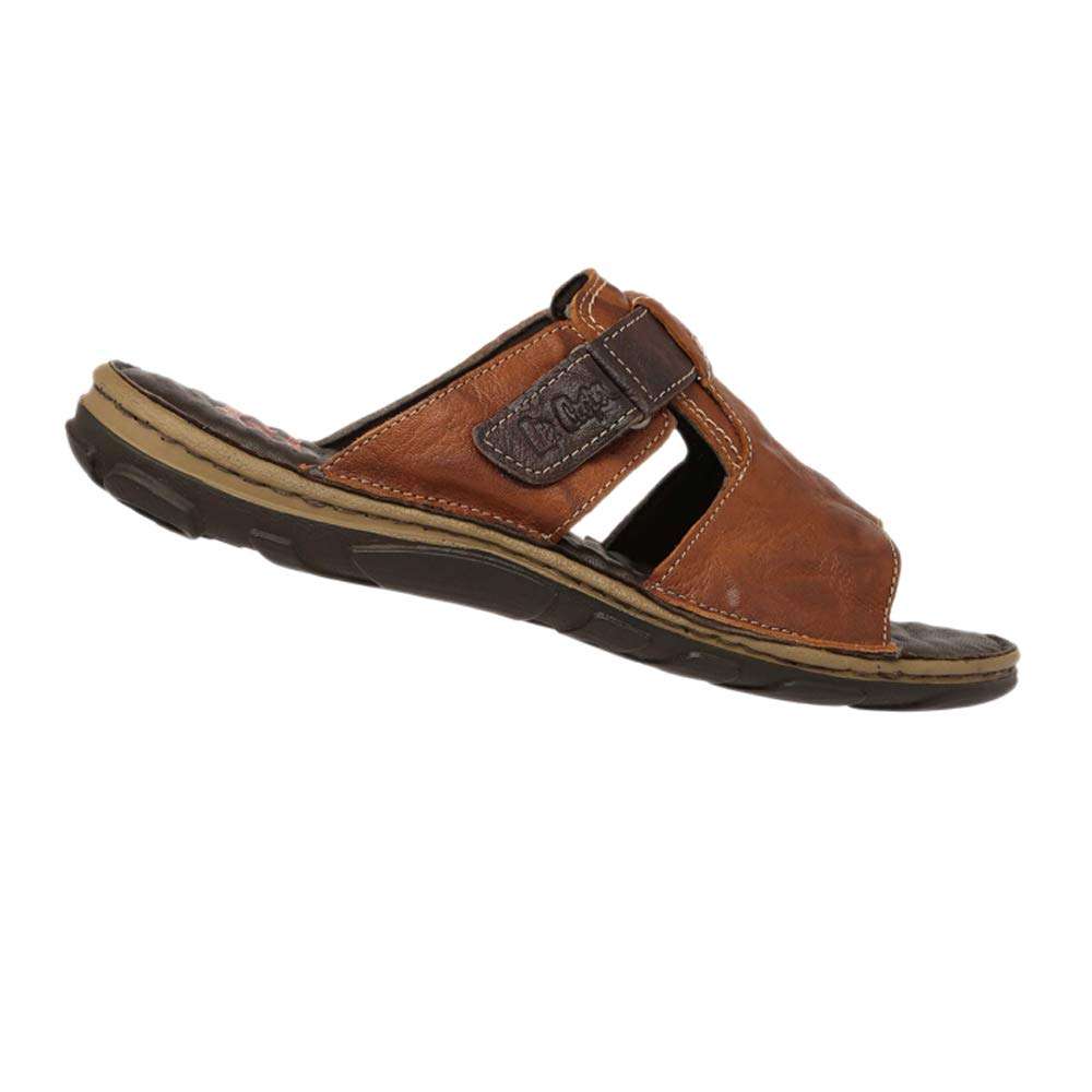 Lee Cooper Men's Tan Leather Flip Flops Thong Sandals - 7 UK/India (41 EU) 3