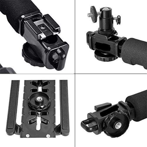 VIBLITZ® 3 in 1 Universal Stabilizer C-Shape Bracket Video Handheld Grip + Ball Head hot Shoe Adapter + Mobile Phone Clip Holder for 4in1 DSLR Camera +Camcorder +Smartphone Video Rig Mount Fit 3