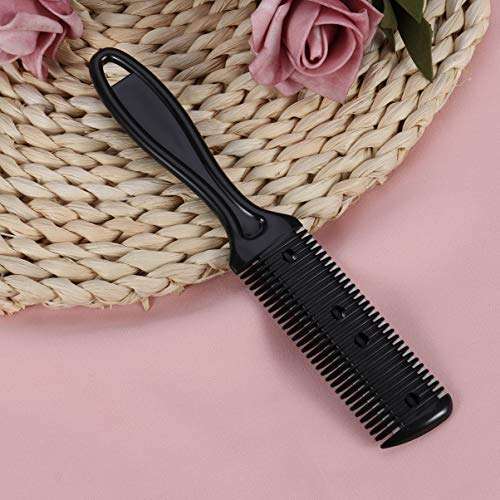 3pcs Hair Cutter Comb Double Side Haircut Scissors Metal Blade Razor Plastic Hair Comb Cutter Trimmer with Stainless Steel Blade Hair Shaper Razor for Both Long and Short Hair (Black) 5
