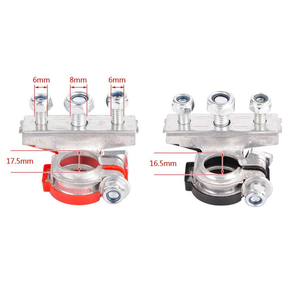HerMia Car Battery Terminal Connectors, 3 Way Top Post Battery Cable Terminal Ends Clamp Positive and Negative for Car, Boat, Marine, Van and More 3