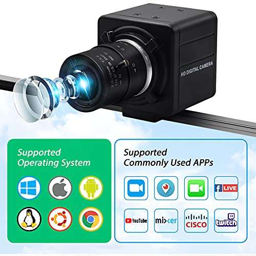 webcamera usb 5MP USB Camera with 2.8-12mm Varifocal Lens, 4X Optical Zoom, FHD 1944p, Manual Focus, UVC Compliant Webcam for PC, Laptop, Tablet 2