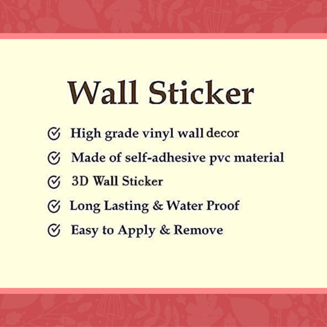 Self Adhesive VinylWaterproof Decorative Wall Stickers for Hall, Bedroom, Kitchen and Furniture 6