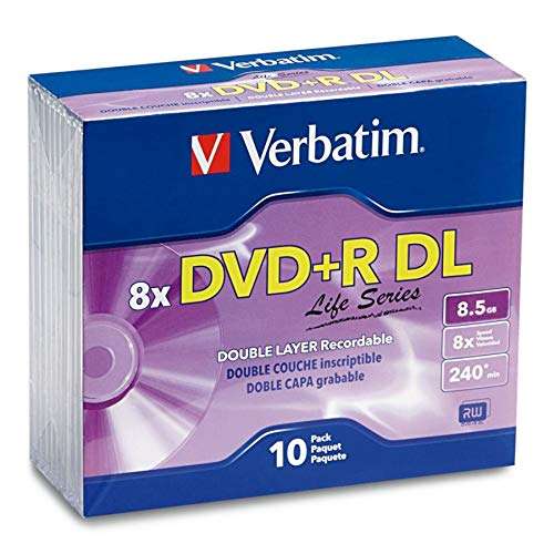 Verbatim Life Series DVD+R DL Disc Slim Case, Pack of 10 3