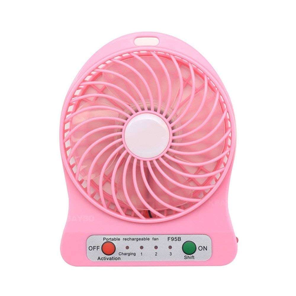 TONGSH 4 Inch Portable Travel Mini Fan for Office Home and Travel Camping, Personal Battery Operated or USB Powered Handheld Fan, 3 Speeds, Quiet, Rechargeable (Color : Pink) 1
