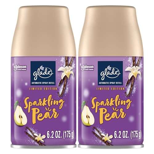 Glade Automatic Spray Refill, Air Freshener for Home and Bathroom, Sparkling Pear, 6.2 Oz, Limited Edition Scent, 2 Count 1