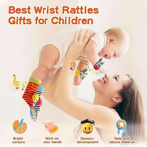 Urdhva Retail Rattles- Newborn Toys For Baby Boy Or Girl-Sensory And Brain Development Infant Cotton Toys-Hand & Foot Rattles Suitable For 0-3,3-6,6-12 Months Babies(Baby-Rattle-01),Multi Color 5