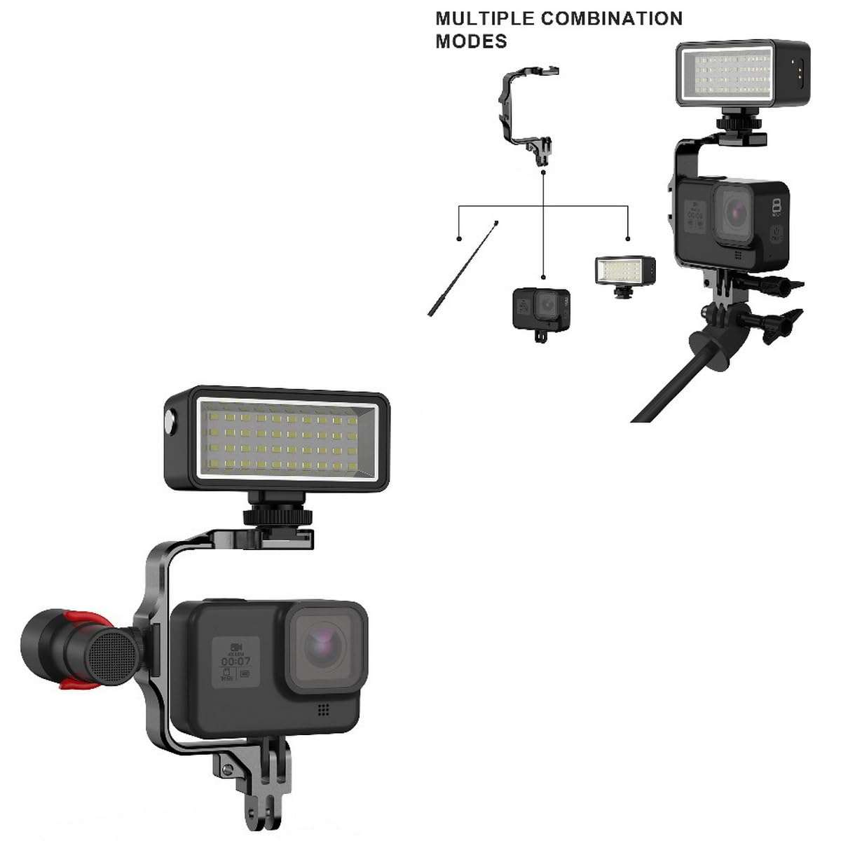 Goliton Bracket Add Microphones Lights Compatible with Action Camera 4