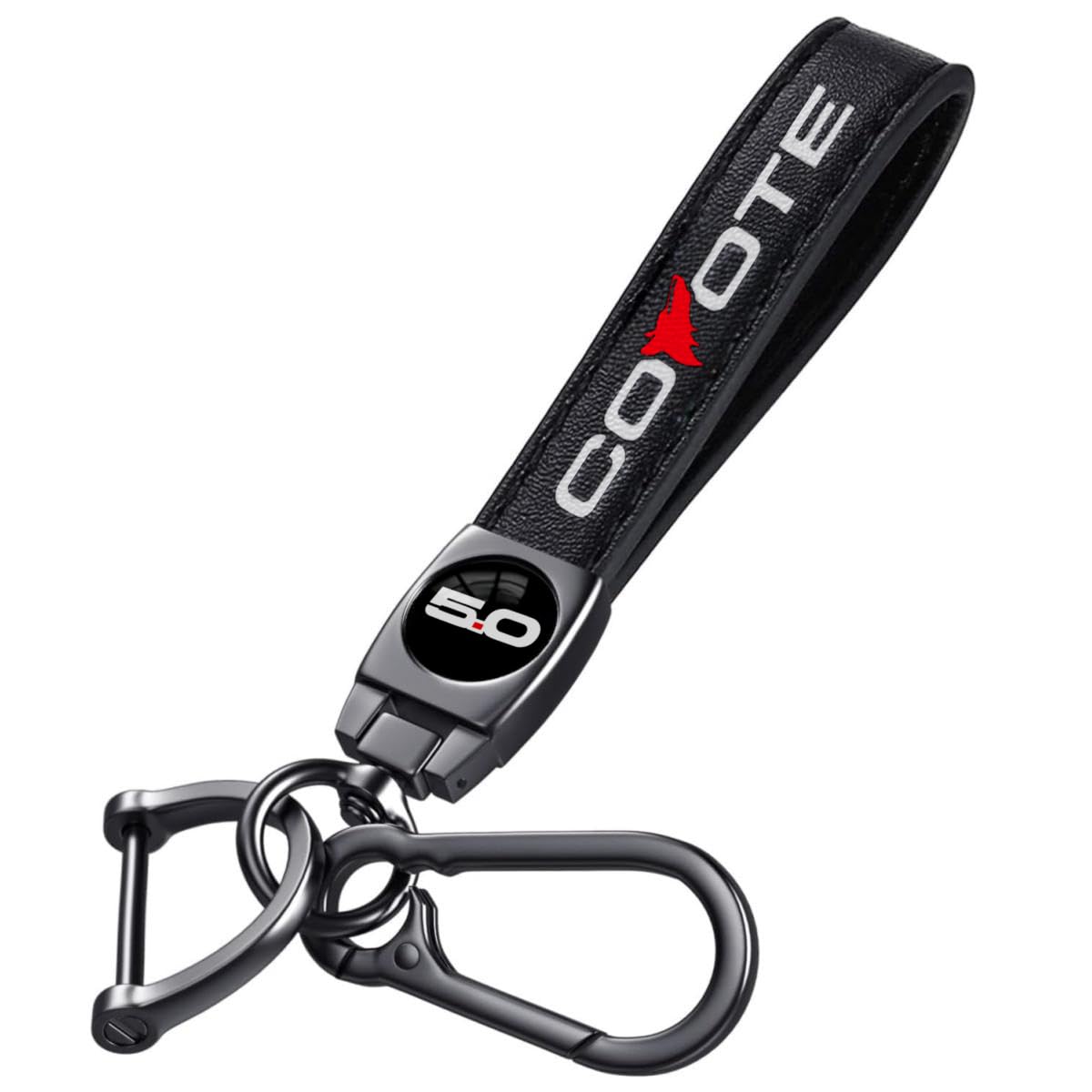 Leather Car Key Chain Metal Car Keyring Accessories Replacement with Suit for Ford Mustang GT & F150 Cars Accessories (5.0) 1