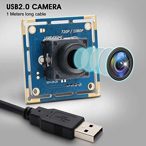 2 MP Autofocus USB Camera Module 100 Degree Webcam 1080P 60fps USB camera with CMOS OV2710 Web Cams for Robot ATM Kiosk Industrial Machine Surveillance Web Camera OTG Supported Plug&Play 5