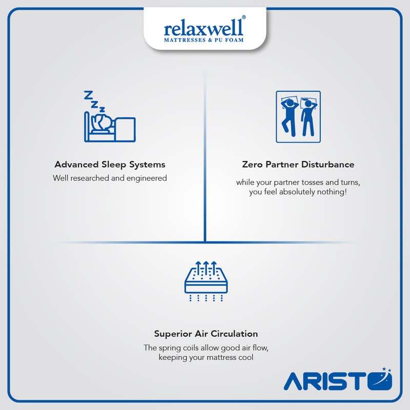 RELAXWELL MATRESSES Aristo - Bonnel Spring Mattress with Two Free Pillow for Your Comfort Night (78x60x6 Inches, Queen) 5