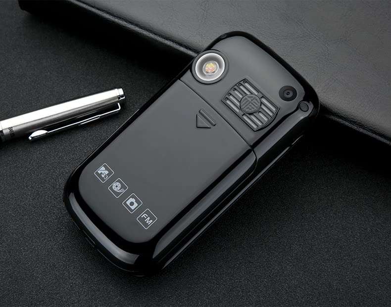 Flip Cell Phone Dual SIM Standby, Folded Senior Mobile Phone Dual Display, Backup Portable Phones w/SOS Fast Dial Quick Call Big Screen Torch Loud Sound FM Radio Easy Using (Black) 5