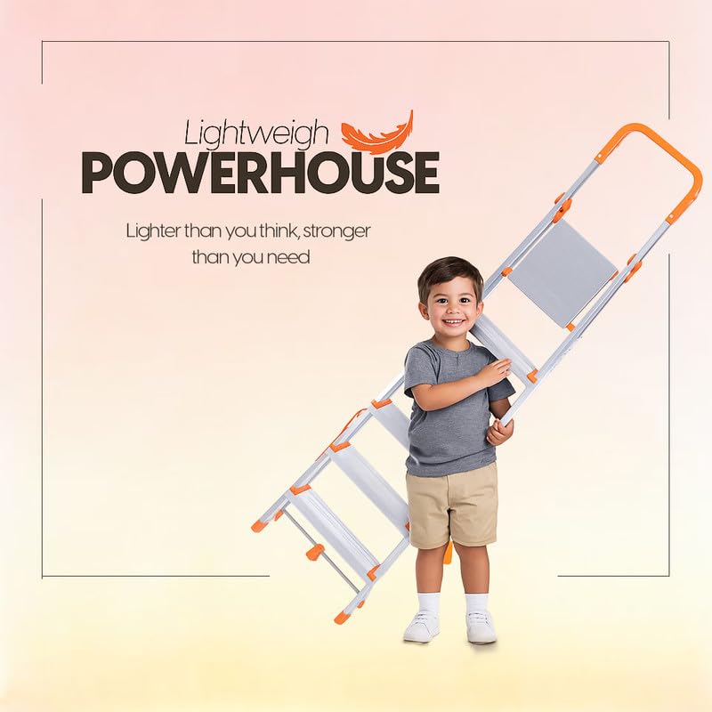 Houza 8 Step Foldable Aluminium Step Ladder for Household, Lightweight and Anti-Slip Multipurpose 250 Kg Load Bearing with 5-Year Warranty 6